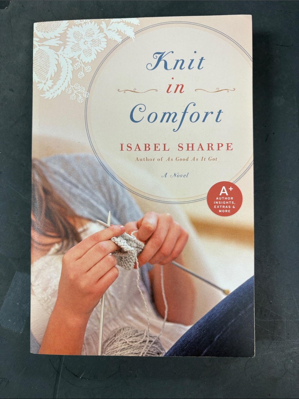 Knit in Comfort – Cream and Blue Paperback Novel
